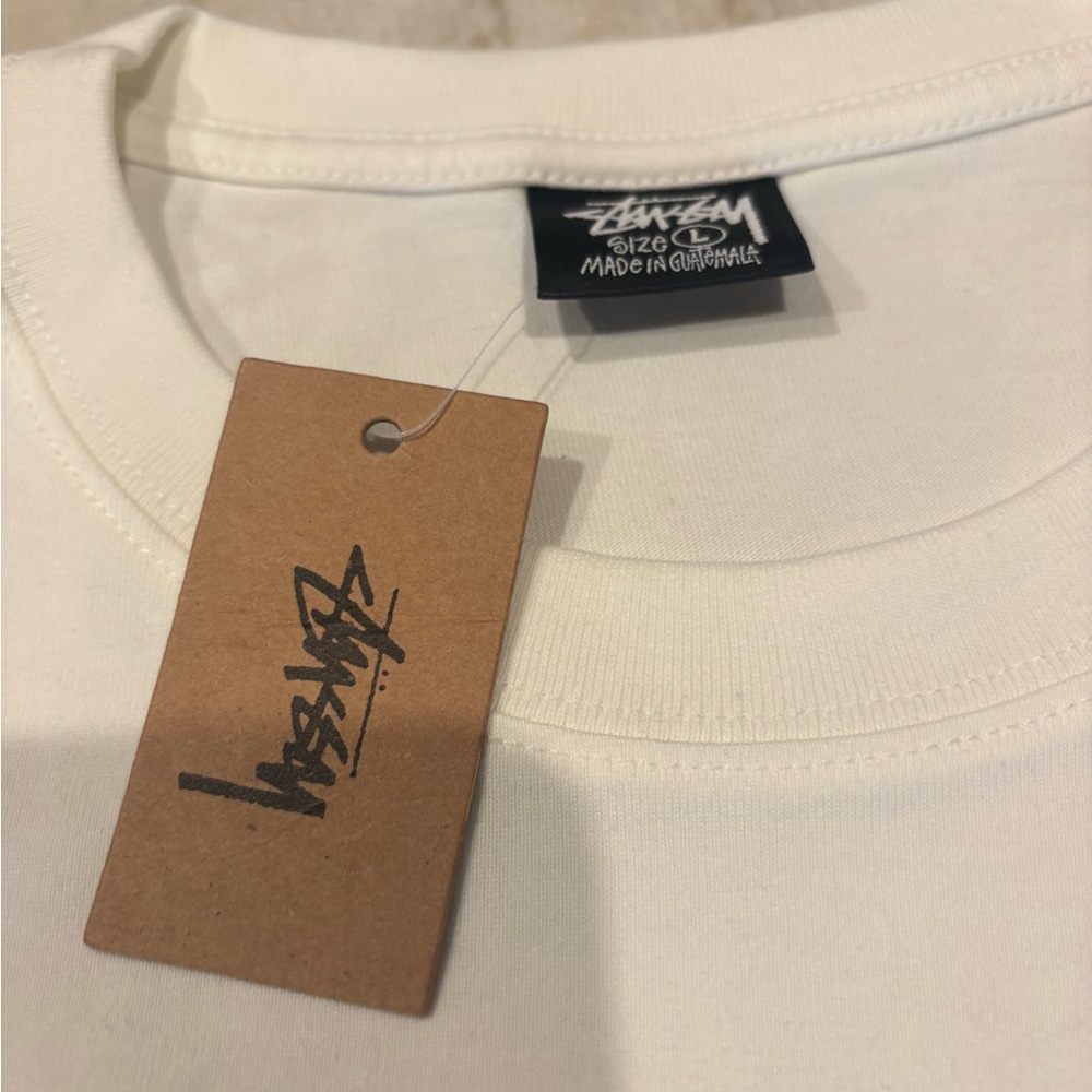 Stussy White Tee with Multicolor Logo - Picture 3 of 4